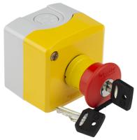 xalk188e Schneider Electric, Red/Yellow/Grey, Key Reset 40mm Mushroom Head Emergency Button