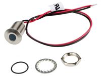 139-3360 RS PRO Blue Panel Mount Indicator, 21.6 → 26.4V dc, 10mm Mounting Hole Size, Lead Wires Termination, IP67