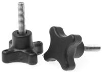 702-7737 RS PRO Black 4-Arm Clamping Knob, M6, Threaded Stud