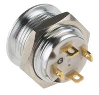 175-8583 RS PRO Illuminated Push Button Switch, Momentary, Panel Mount, 16mm Cutout, SPST, Green LED, 36V dc, IP67