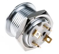 175-8549 RS PRO Illuminated Push Button Switch, Momentary, Panel Mount, 16mm Cutout, SPST, White LED, 36V dc, IP67