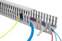 181-10329-htwd-pw-80x100-pvc-gy HellermannTyton HTWD-PW Grey Slotted Panel Trunking - Wide Slot, W80 mm x D100mm, L2m, PVC