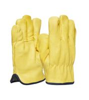 dr100-10 Polyco Healthline Daytona Yellow Leather Reusable Gloves, Size 10, Nitrile Foam Coating