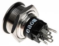 82-61531133 EAO 82 Series Illuminated Push Button Switch, Momentary, Panel Mount, 22.3mm Cutout, SPDT, Green LED, 240V, IP65, IP67