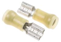 640907-1 TE Connectivity PIDG FASTON .250 Yellow Insulated Female Spade Connector, Receptacle, 6.35 x 0.81mm Tab Size, 3.3mm² to