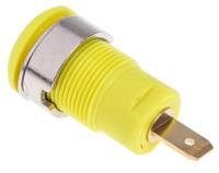 233000-24 Staubli Yellow Female Banana Socket, 4 mm Connector, Tab Termination, 24A, 1000V, Gold Plating