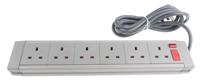 455-286 RS PRO 2m 6 Socket Type G - British Trailing Socket, 250 V ac