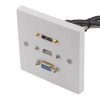 919-4038 RS PRO Single Gang 3 Way Female HDMI, SVGA, USB A Faceplate