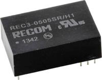 rec3-0505srh1 Recom REC3 DC-DC Converter, 5V dc/ 600mA Output, 4.25 → 5.75 V dc Input, 3W, Through Hole, +80°C Max Temp -40°C