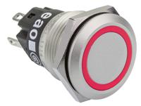 82-51512113 EAO 82 Series Illuminated Push Button Switch, Latching, Panel Mount, 19mm Cutout, SPDT, Red LED, 240V, IP65, IP67