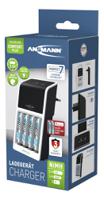 1001-0094-01-520 Ansmann  Battery Charger For NiMH 9V, AA, AAA 4 Cell with EU plug, Batteries Included