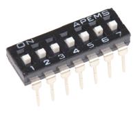 ikd0700101 Apem 7 Way Through Hole DIP Switch SPST, Raised Actuator Slide Actuator