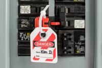taglock-120277v-clamp-on-breaker-lo-ea Brady Red 1-Lock Polypropylene Fibreglass Reinforced Nylon Circuit Breaker Switch Lockouts, 7.14mm Shackle