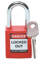 051339 Brady LOTO-8 Key Weatherproof Nylon, Steel Security Padlock, 6.35mm Shackle, 38.10mm Body