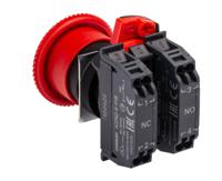 a22ne-m-p102-n Omron A22NE Series Twist Release Emergency Stop Push Button, Panel Mount, 22mm Cutout, 1 NO + 1 NC, IP65