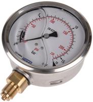 7075589 WIKA G 3/8 Analogue Pressure Gauge 16bar Bottom Entry 100mm Outside Diameter