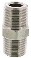 1821-13-13 Legris Stainless Steel Pipe Fitting, Straight Hexagon Coupler, Male R 1/4in x Male R 1/4in