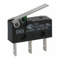 db3c-b1lb ZF Straight Lever Micro Switch, Quick Connect Terminal, 100 mA, SP-CO, IP50