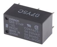 g6b-2114p-us-dc24 Omron PCB Mount Power Relay, 24V dc Coil, 5A Switching Current, SPST-NC, SPST-NO