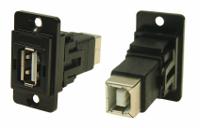 235-4757 RS PRO Straight, Panel Mount, Socket to Socket- Dual Port Type A to B 2.0 USB Connector