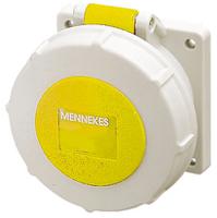217a Mennekes IP67 Yellow Panel Mount 3P Industrial Power Socket, Rated At 16A, 110 V