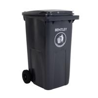 424-9316 RS PRO 240L Grey Flip Plastic Wheelie Bin Waste Bin