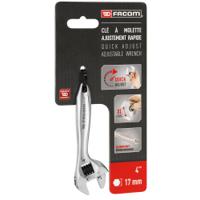 1014pb Facom Adjustable Spanner, 110 mm Overall, 17mm Jaw Capacity, Metal Handle