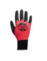 tg1850-09 Traffi TG1850 Black, Red Elastane, Nylon Glove, Size 9, Natural Rubber Coating