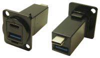 588-799 Straight, Panel Mount, Socket- Dual Port Type USB USB3.0 A-A USB Connector