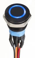 av9112f1020870k APEM Illuminated Push Button Switch, Momentary, Panel Mount, 19.2mm Cutout, DPDT, Blue LED, 30V dc, IP67