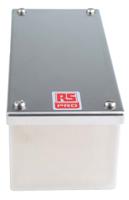121-9695 RS PRO 304 Stainless Steel Satin Rectangular Adaptable Enclosure Box, 100mm x 220mm x 85mm