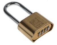 781-6026 RS PRO Combination Brass, Steel Padlock, 7mm Shackle, 53mm Body