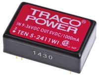 ten-5-2411wi TRACOPOWER TEN 5WI DC-DC Converter, 5V dc/ 1A Output, 9 → 36 V dc Input, 6W, Through Hole, +85°C Max Temp -40°C