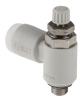 as1201fg-m5-04 SMC AS-FG Series Threaded Speed Controller, M5 x 0.8 Male Inlet Port x M5 x 0.8 Male Outlet Port x 4mm Tube Outlet Port