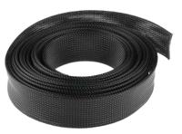170-13000-hegp30-pet-bk HellermannTyton Expandable Braided PET Black Cable Sleeve, 30mm Diameter, 50m Length, Helagaine HEGP Series