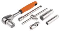s108 Bahco 108-Piece Metric 1/2 in; 1/4 in Deep Socket/Standard Socket/Spanner/Allen Key/Bit Set with Ratchet, 6 point;