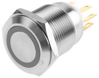 r19ffsspagrb220 EOZ Illuminated Push Button Switch, Momentary, Panel Mount, 19.2mm Cutout, SPDT, Blue LED, IP65