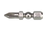 ib-ph1x30 Vessel Phillips Screwdriver Bit, 30 mm Tip, 1/4 in Drive, Hex Drive, 30 mm Overall