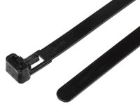 811-1619 RS PRO Cable Tie, Releasable, 250mm x 7.6 mm, Black Nylon, Pk-100