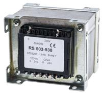 503-938 RS PRO 200VA 2 Output Chassis Mounting Transformer, 24V ac, IEC 61558-2-6