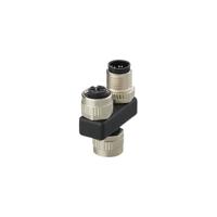 e12481 ifm electronic Side Entry, Top Entry 1 Pole M12 Plug to 2 Pole M12 Socket Adapter
