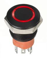av960220000870k APEM Illuminated Push Button Switch, Momentary, Panel Mount, 19.2mm Cutout, DPST, Red LED, 30V dc, IP67