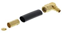 r125175000w Radiall Right Angle 50Ω Cable Mount SMA Connector, Crimp Termination RG141, RG58