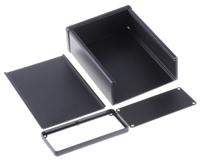 1455q1601bk Hammond 1455 Series Black Aluminium Enclosure, IP54, Black Lid, 160 x 125 x 52mm
