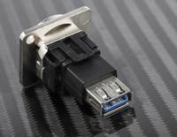 907-5621 RS PRO Straight, Panel Mount, Socket- Single Port Type A to A 3.0 USB Connector