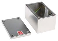 121-9694 RS PRO 304 Stainless Steel Satin Rectangular Adaptable Enclosure Box, 100mm x 160mm x 85mm
