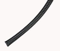 251-0829 RS PRO Expandable Braided PET Black Cable Sleeve, 8mm Diameter, 100m Length