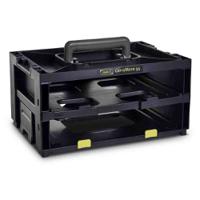 146388 Raaco 2 Cell Black Compartment Box, 195mm x 386mm x 263mm