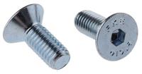 822-9252 RS PRO Bright Zinc Plated Steel Hex Socket Countersunk Screw, DIN 7991, M6 x 50mm