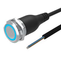 82-665c2124 EAO 82 Series Illuminated Push Button Switch, Momentary, Panel Mount, 22mm Cutout, 1CO, Blue LED, 35V, IP65, IP67